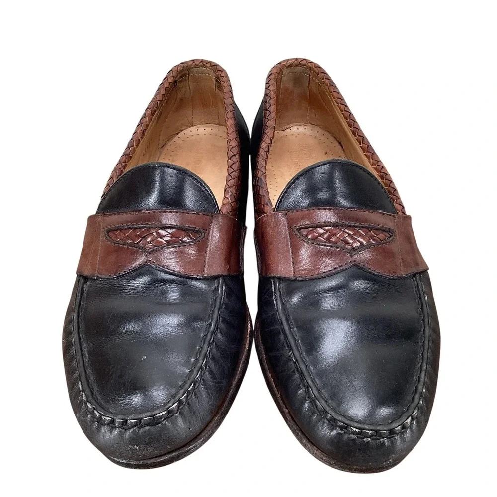 Allen Edmonds‎ Newcastle Braided Accent Leather Black Brown Men's Sz 8.5 D